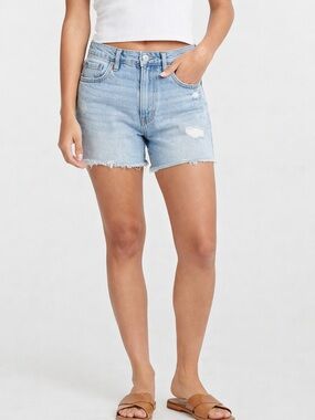 Lucky Brand Boyfriend Denim Shorts Size 8/29 Distressed Raw Hem Light Wash